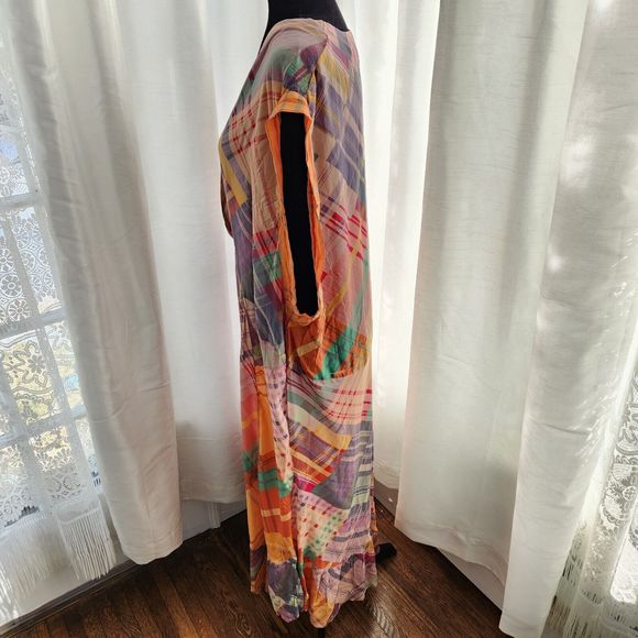 NWOT Free People Haut Long Gone Sailing Maxi Top Large L Boho Plaid - Picture 7 of 13